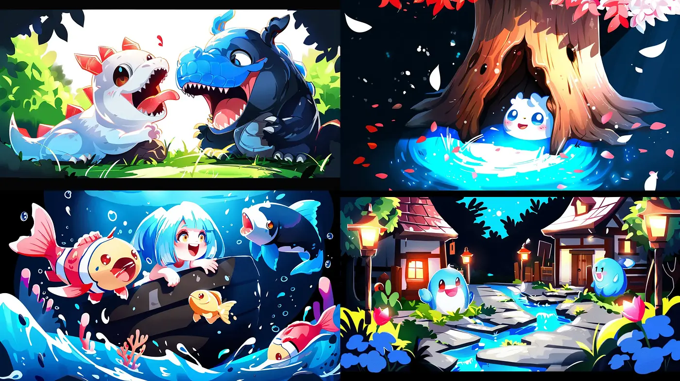 Dynamic Luminescence in Whimsical Anime-Inspired Art - Midjourney sref style