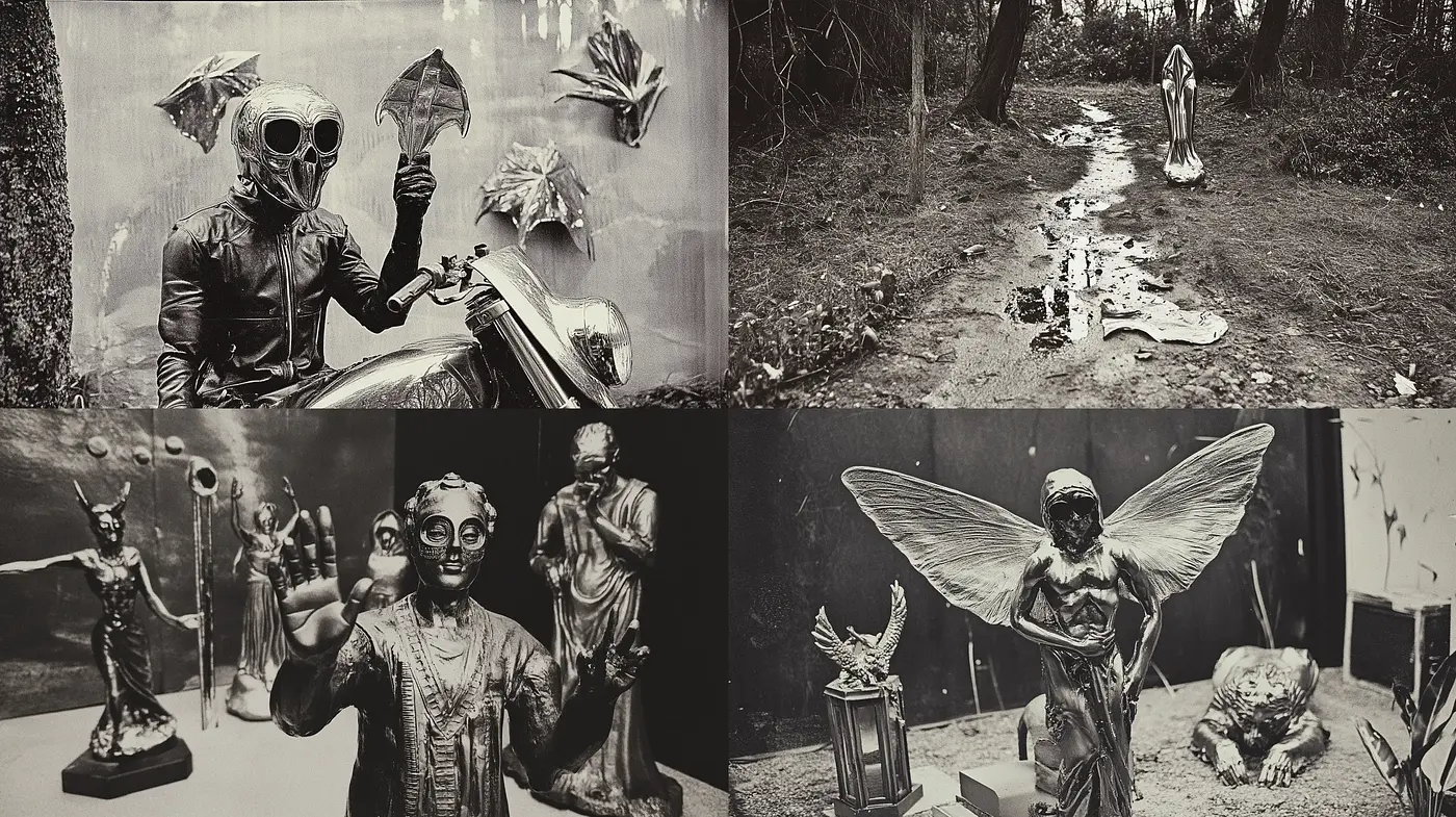 Monochromatic Elegance with Surreal Victorian Overtones - Midjourney sref style