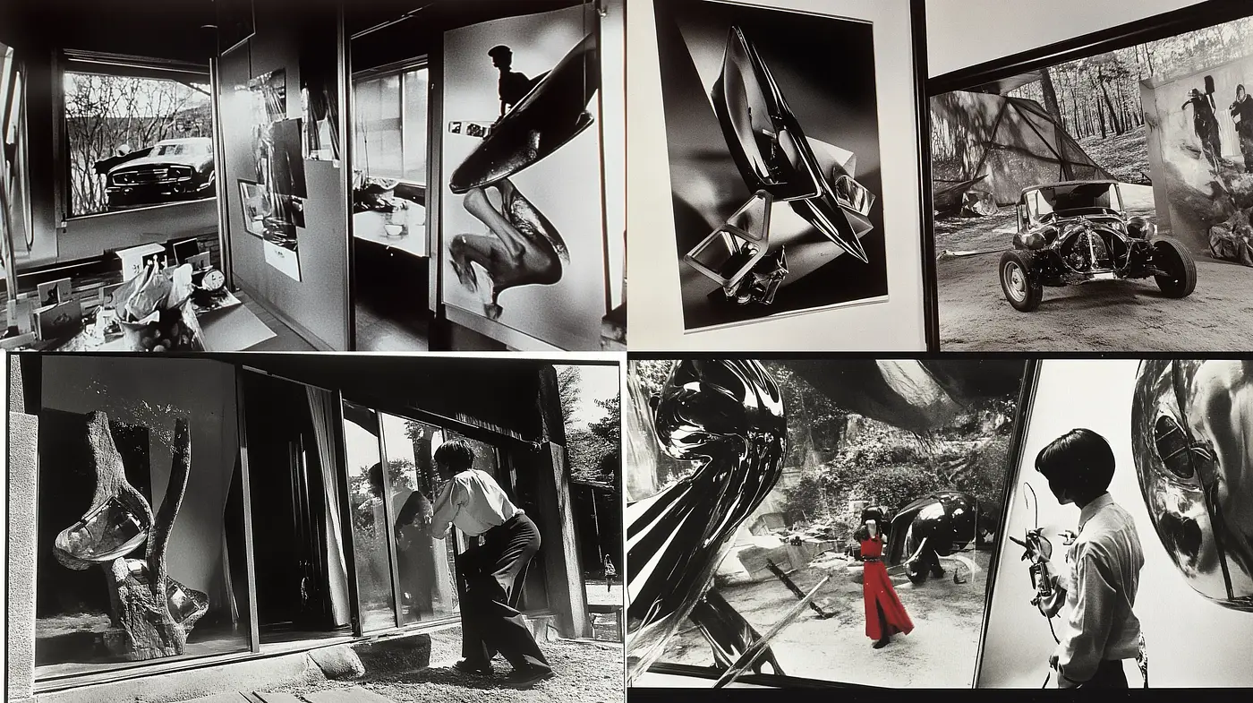 Monochromatic Cinematic Narratives in a Surreal Reality - Midjourney sref style