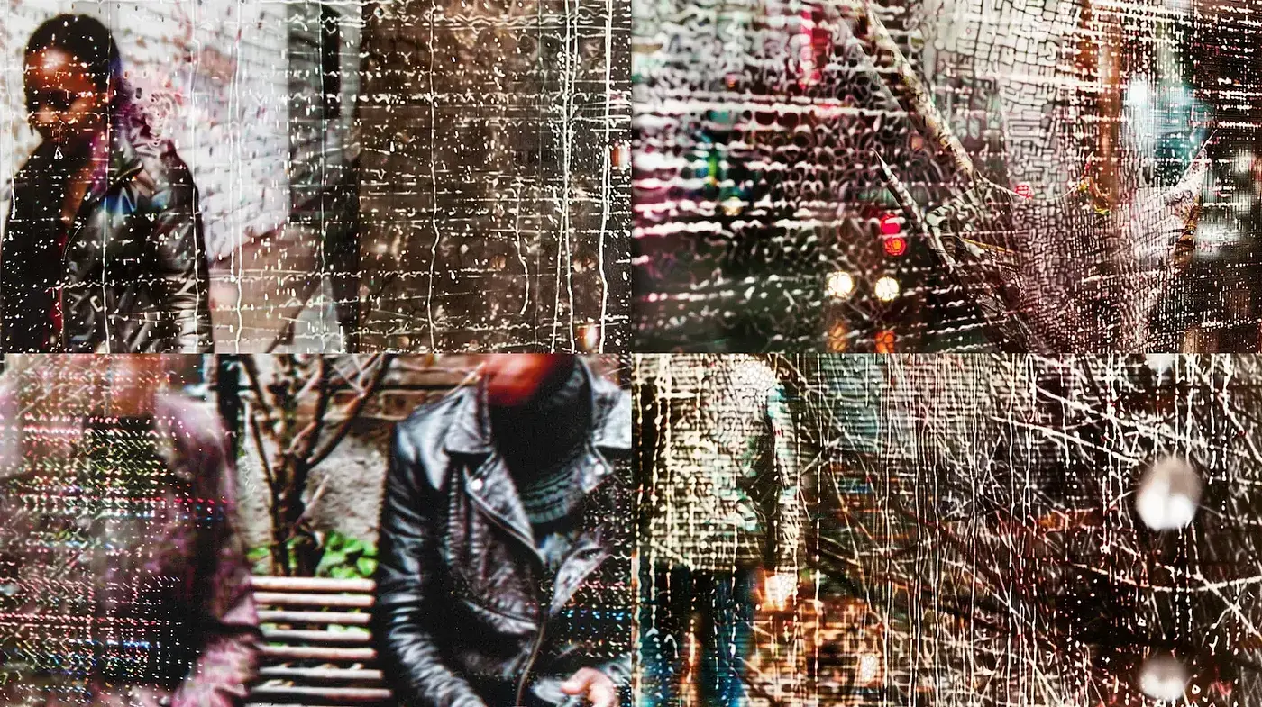 Layered and Abstracted Urban Vignette Style with Emotional Depth - Midjourney sref style