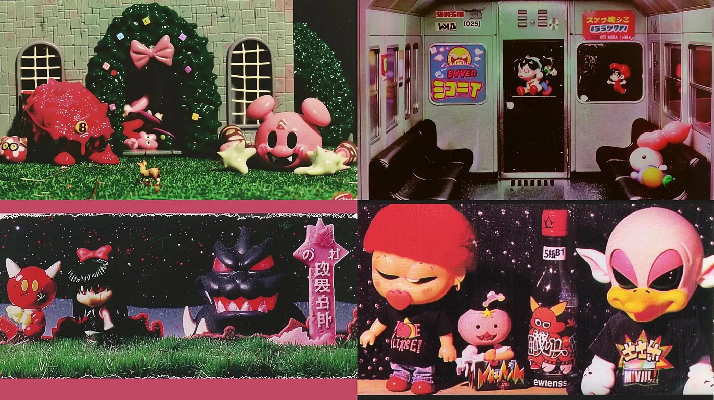 Eclectic Vibrancy: A Fusion of Pop Culture and Surreal Cartoon Elements - Midjourney sref style