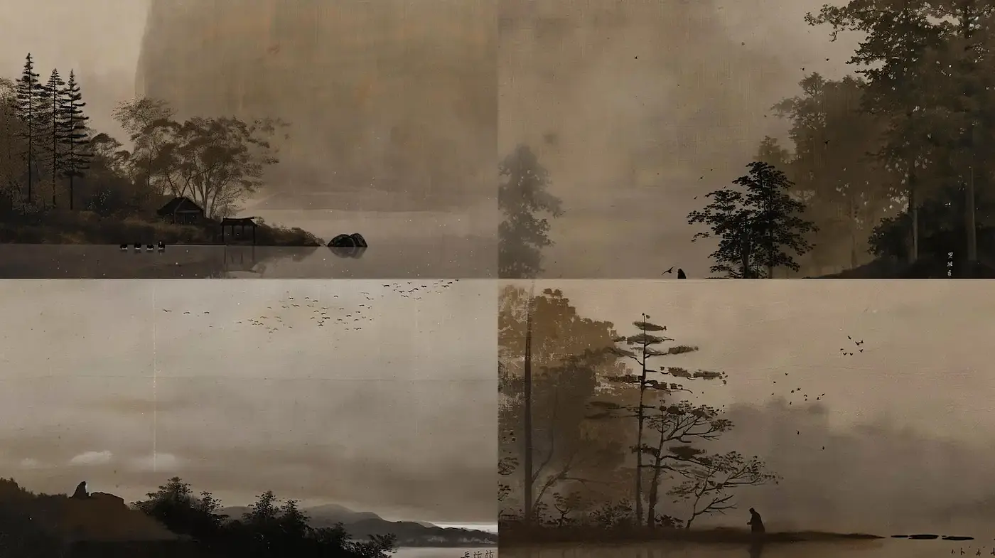 Serene Landscapes with a Vintage, Ethereal Quality - Midjourney sref style