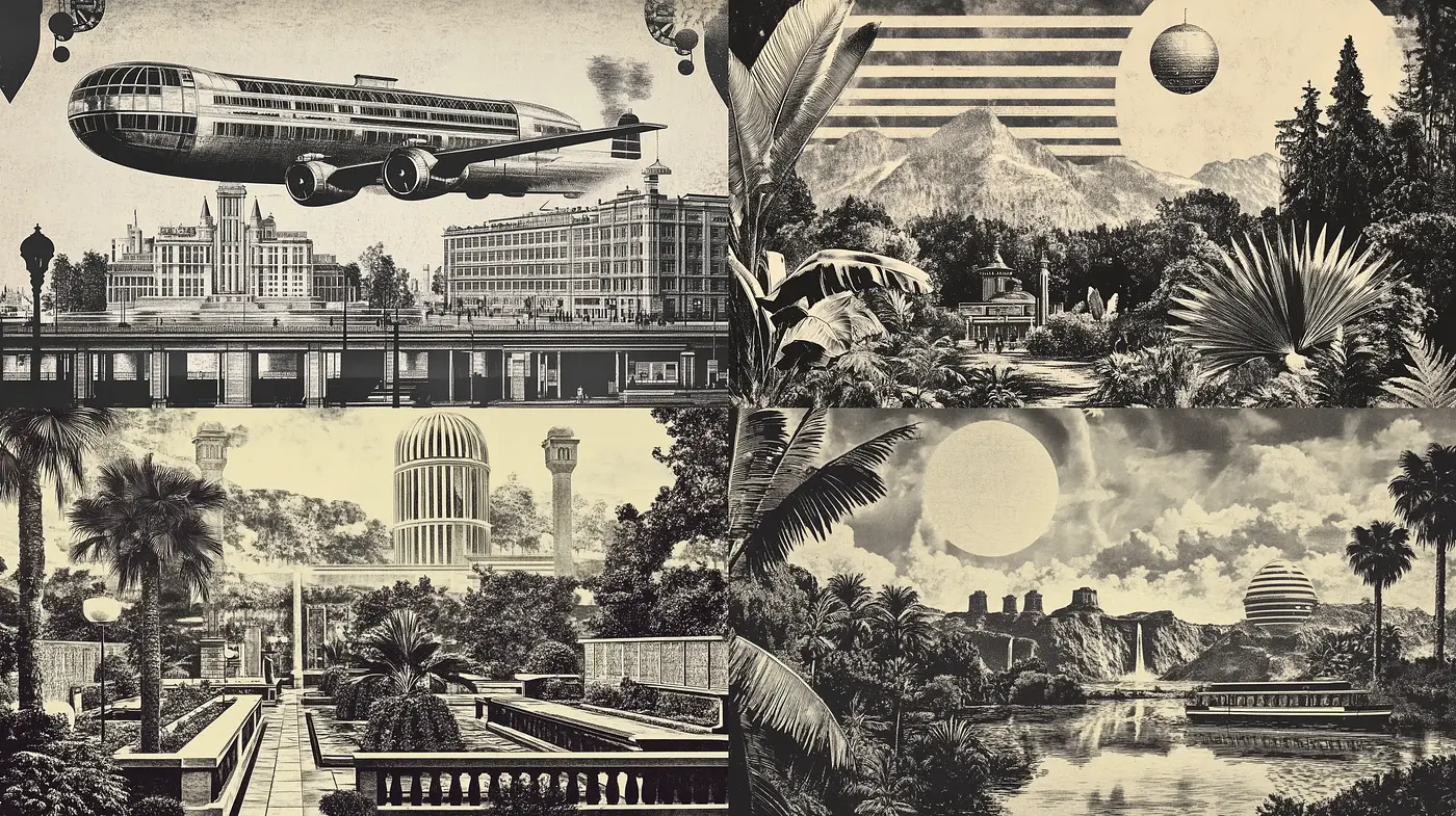 Retro Futuristic Dreamscape: A Homage to Vintage Sci-fi Illustration - Midjourney sref style