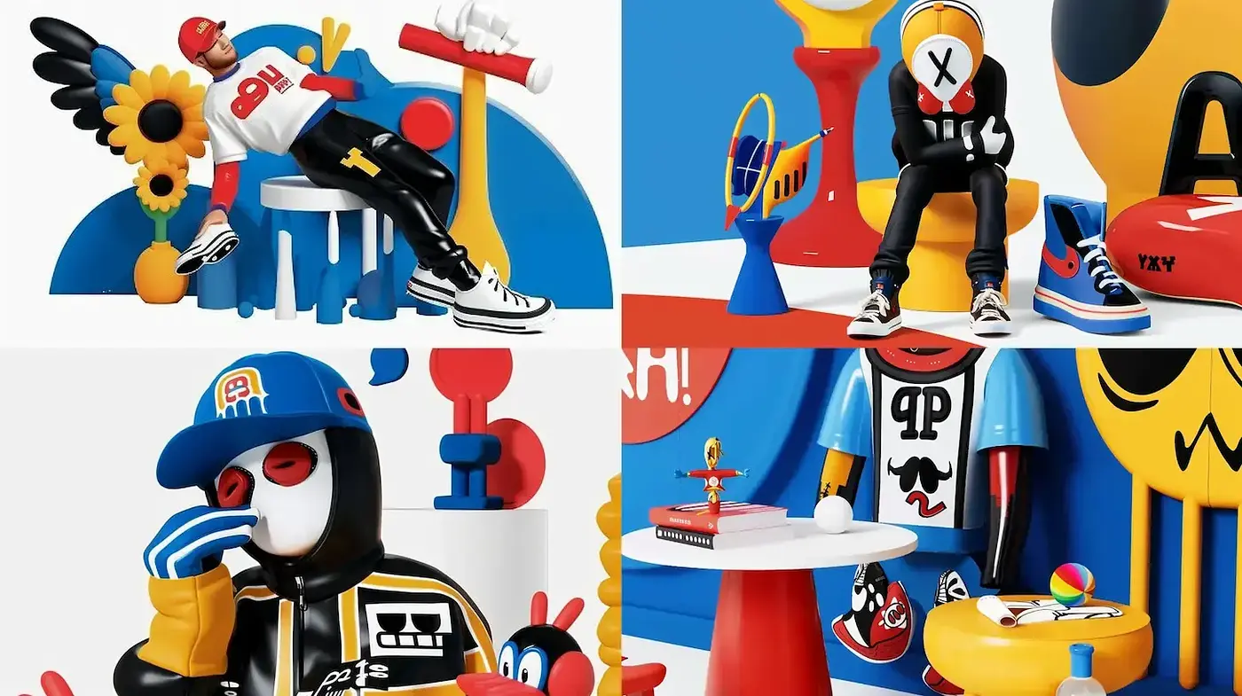 Vibrant and Playful Pop Art Inspired Character Design - Midjourney sref style