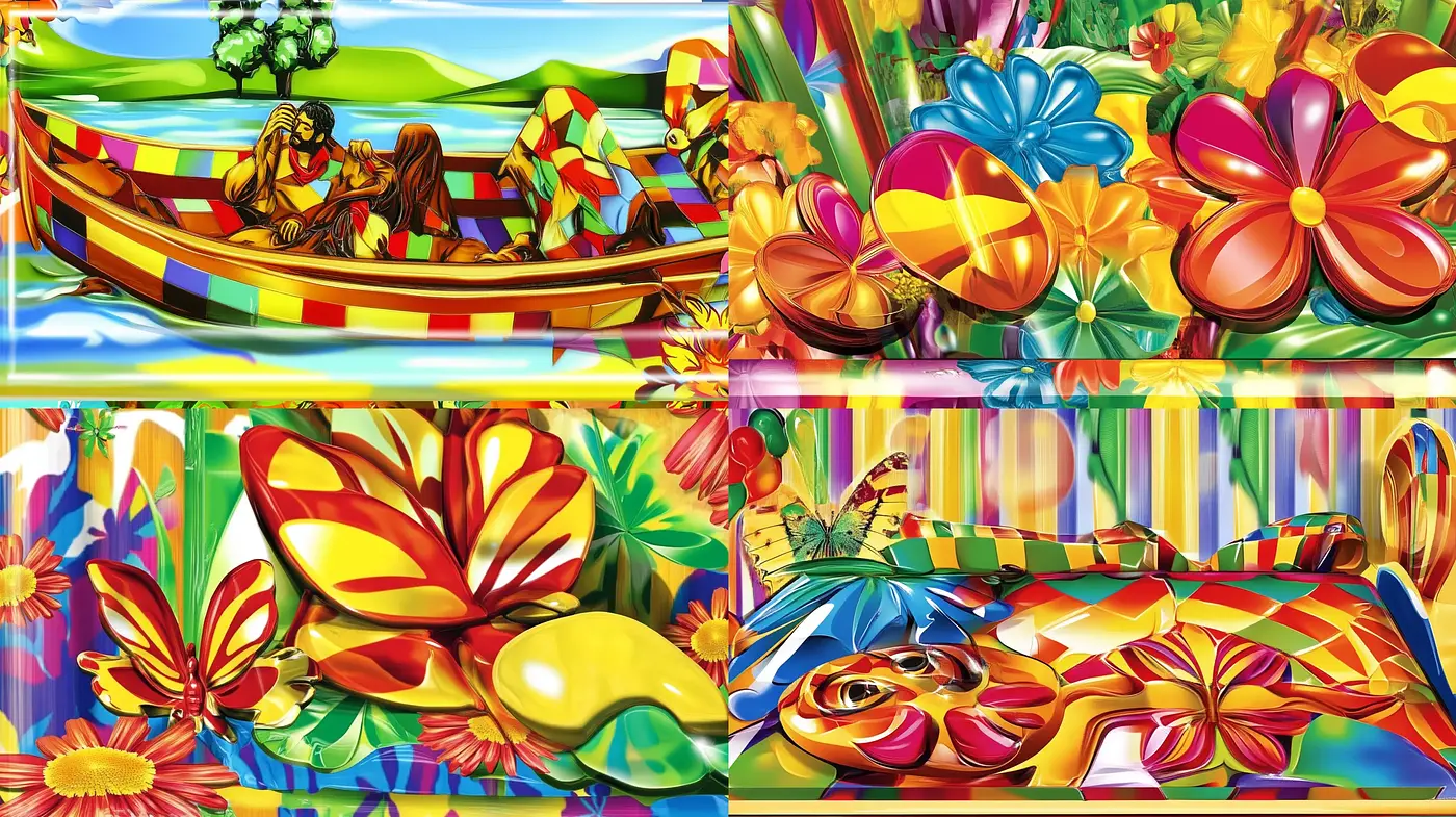 Vibrant Floral Symphony: A Tapestry of Vivid Hues and Animated Textures - Midjourney sref style