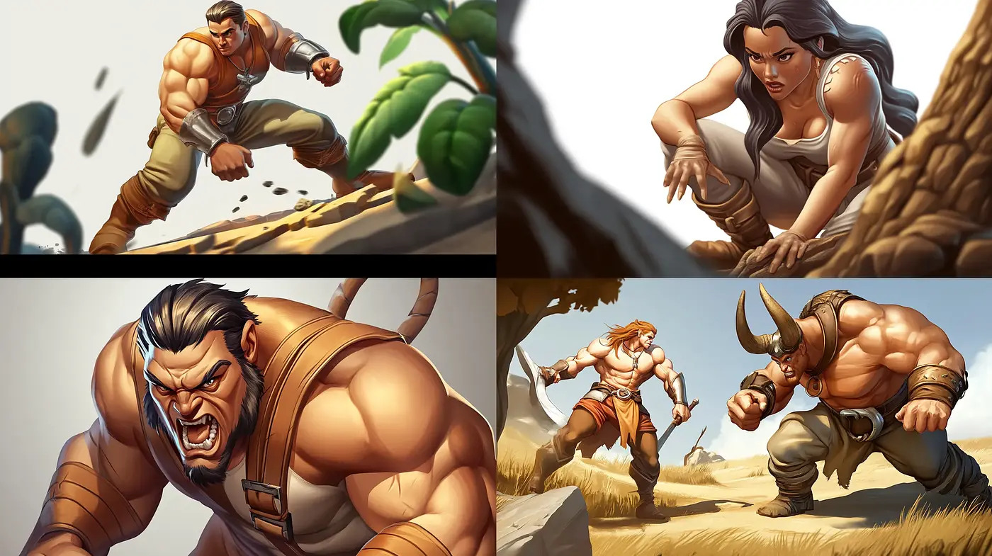 Vibrant Epic Fantasy Illustrations with Dynamic Poses - Midjourney sref style