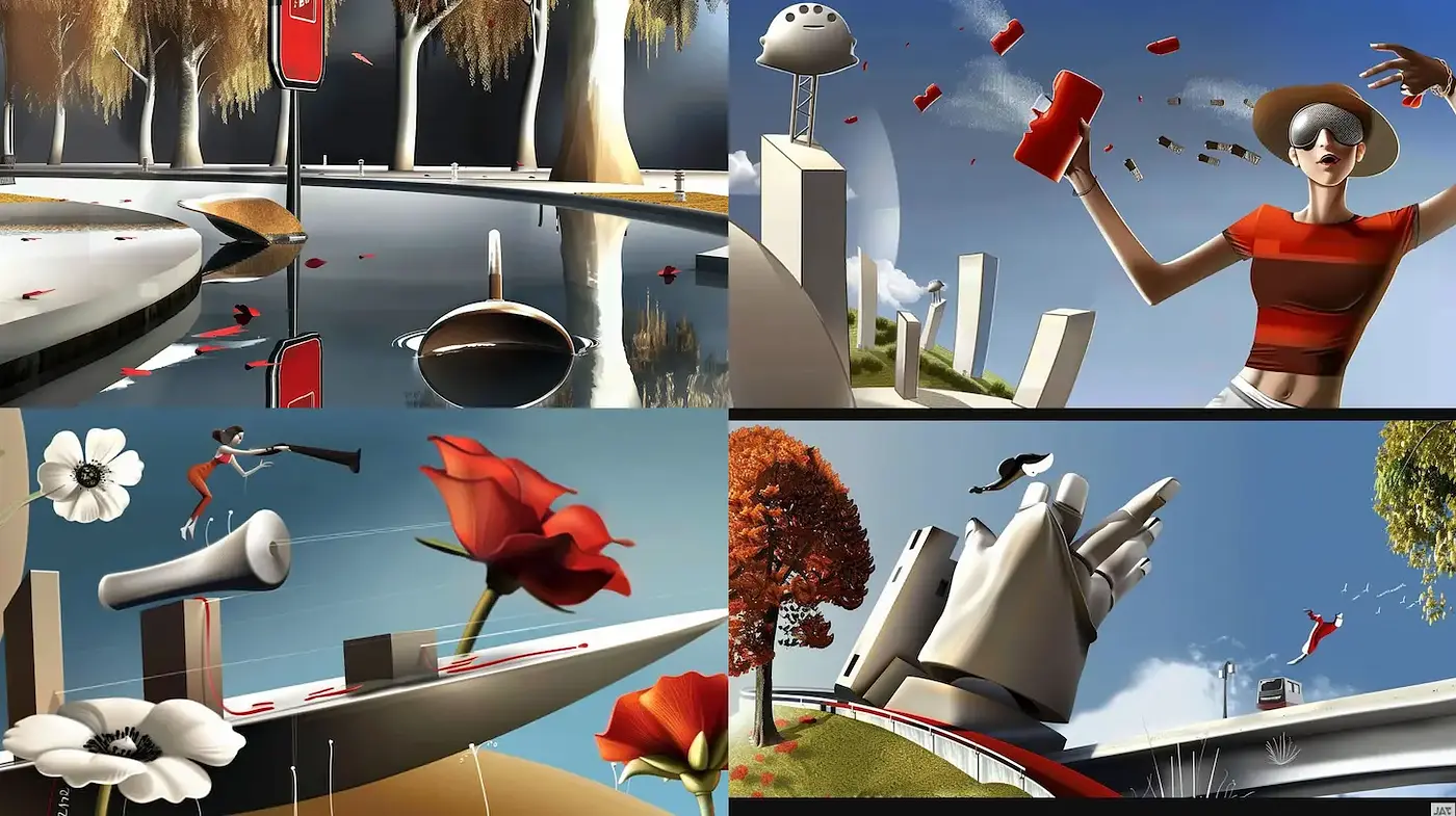 Surrealistic and Playful Elements with a Touch of Modernism - Midjourney sref style