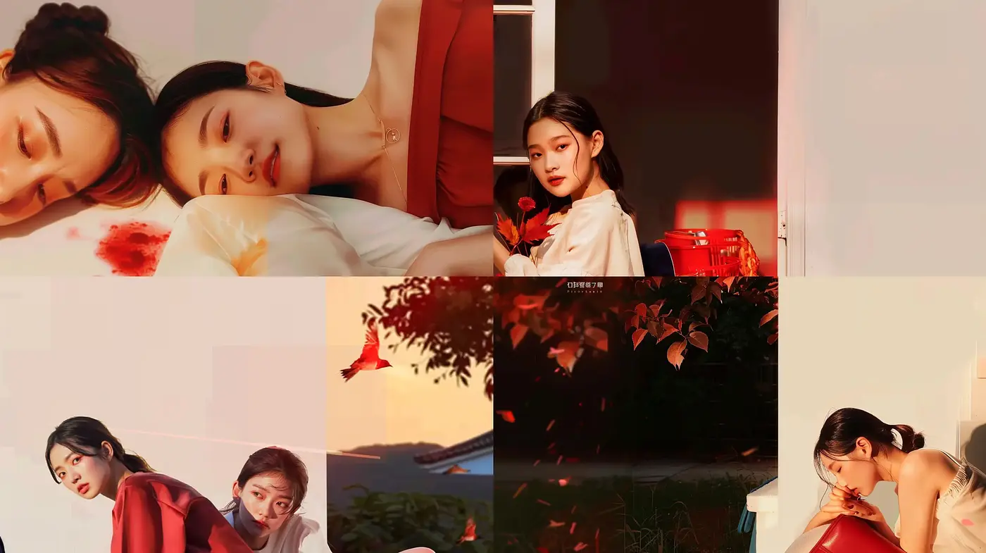 Crimson Elegance in Cinematic Portraiture - Midjourney sref style