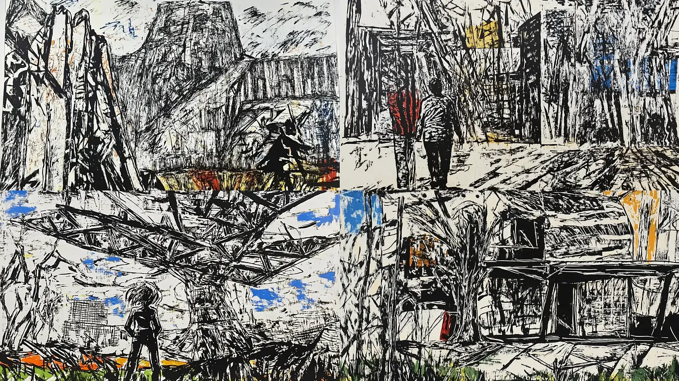 Expressionistic Brushwork and Urban Decay - Midjourney sref style