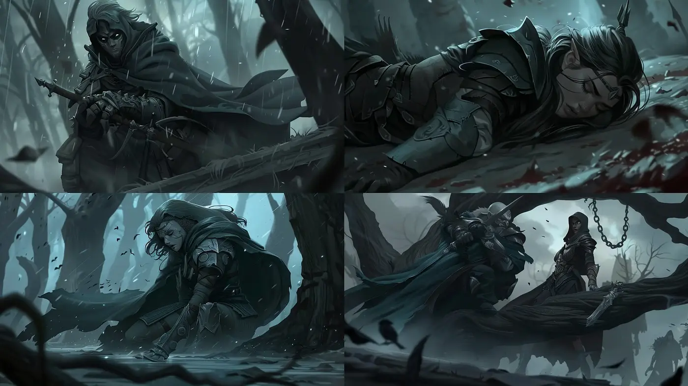 Ethereal Monochrome Fantasy Illustration - Midjourney sref style