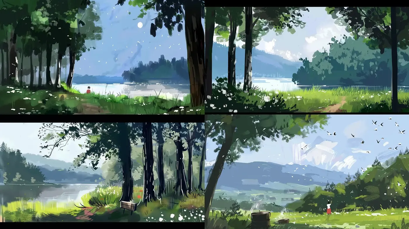 Consistent Natural Serenity in Stylized Digital Brushwork - Midjourney sref style