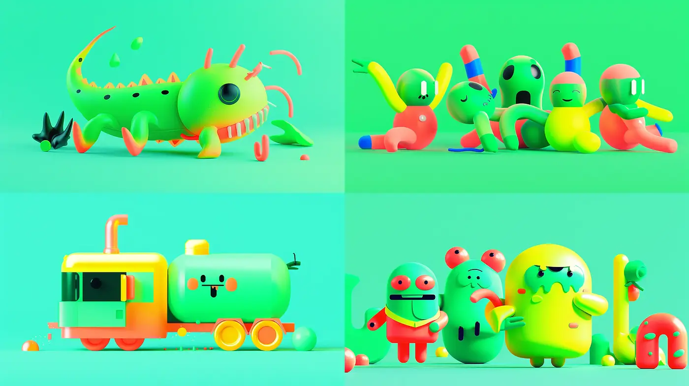 Luminous Playroom: A Journey in Vivid 3D Animation Styles - Midjourney sref style