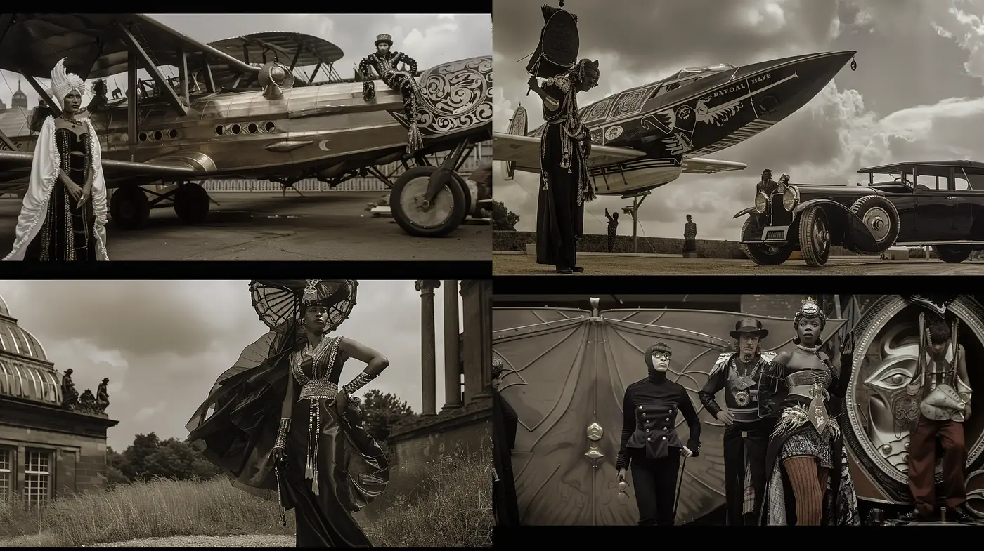 Sepia-Toned Steampunk Reverie with Textural Consistency - Midjourney sref style