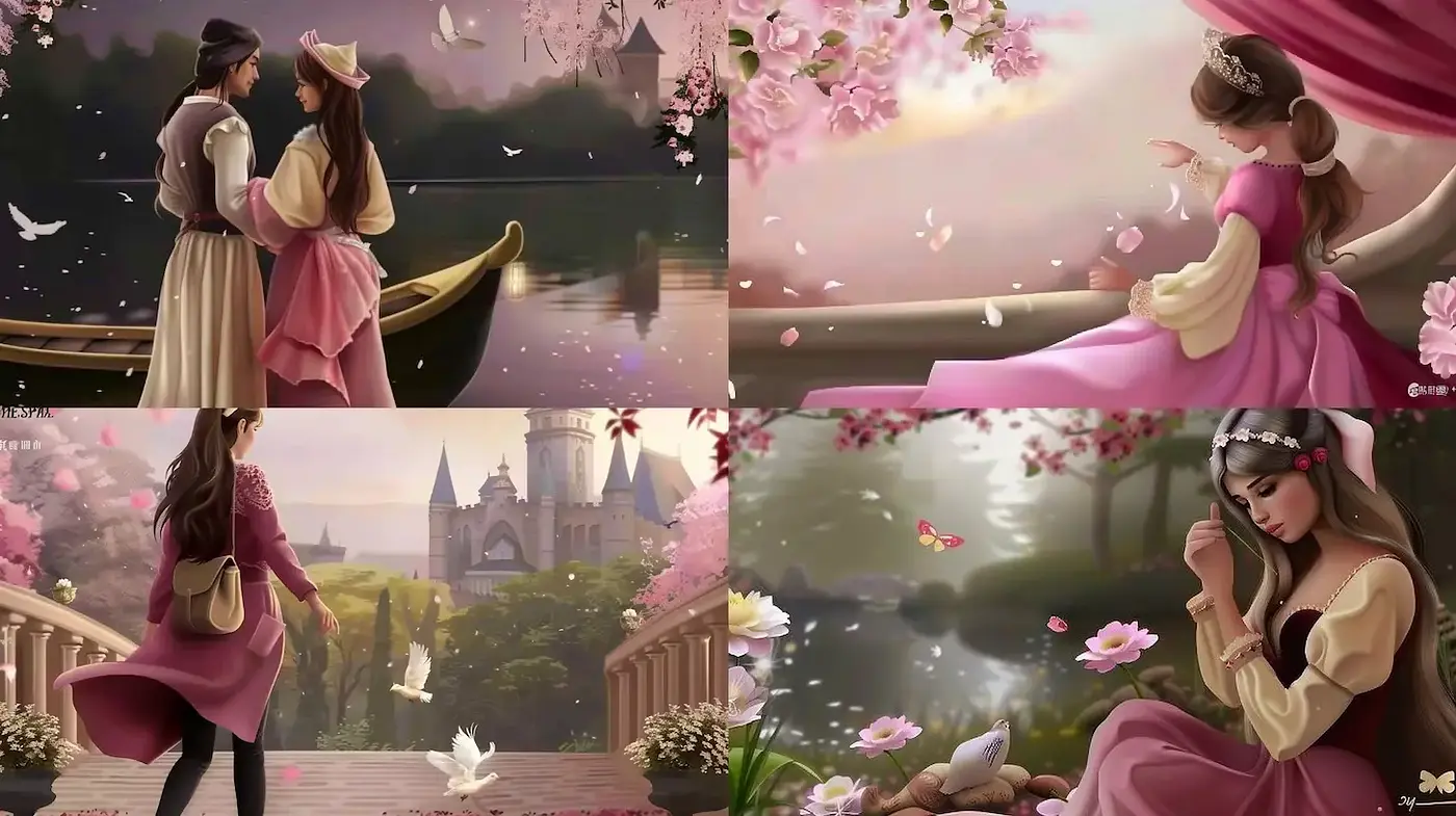 Elegant Romantic Scenes with Soft Floral Elements and Dreamy Atmosphere - Midjourney sref style