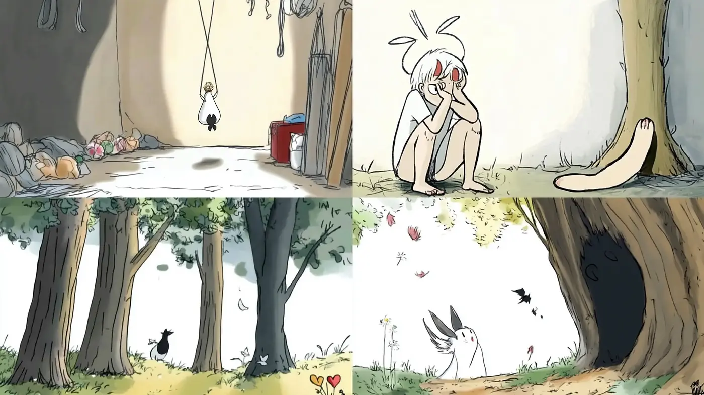 Whimsical Watercolor Vignettes with Pastoral Overtones - Midjourney sref style
