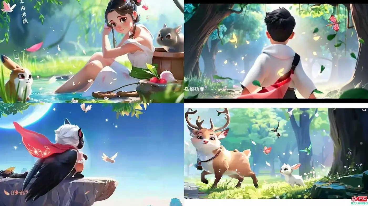 Whimsical Fantasy Illustration with Nature and Animals - Midjourney sref style