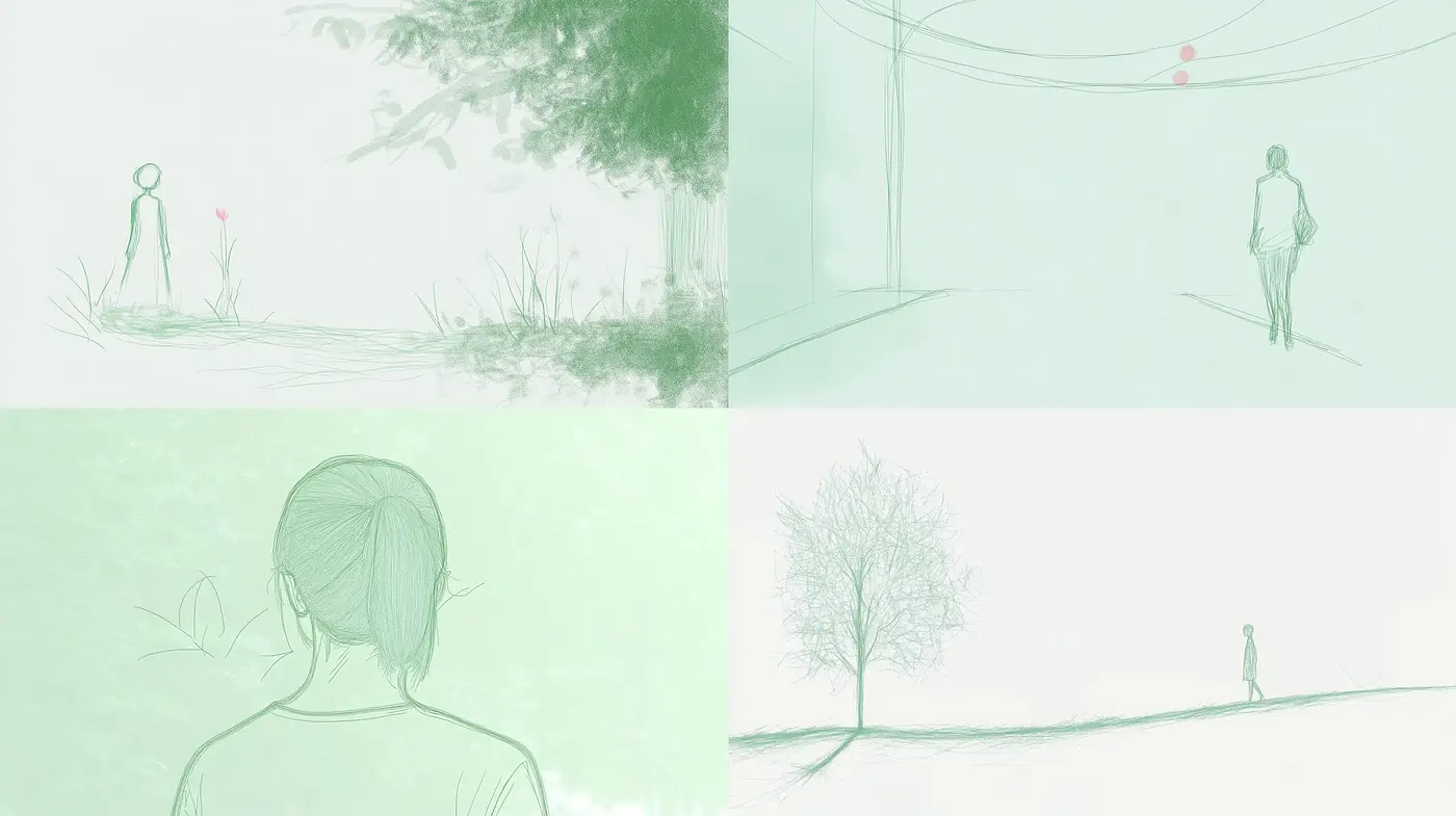 Ethereal Sketches in Pastel Green Hues - Midjourney sref style