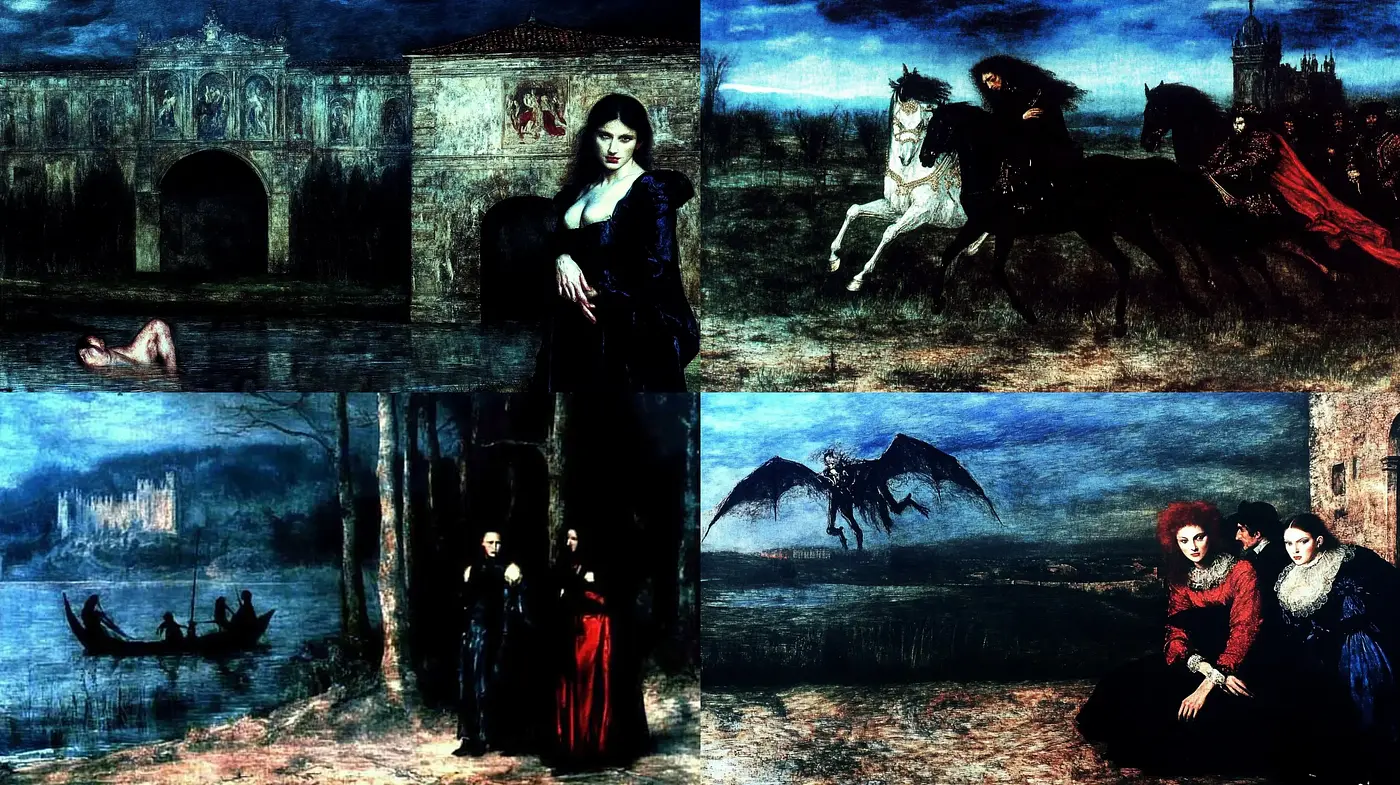Gothic Romanticism and Dark Fantasy Fusion - Midjourney sref style