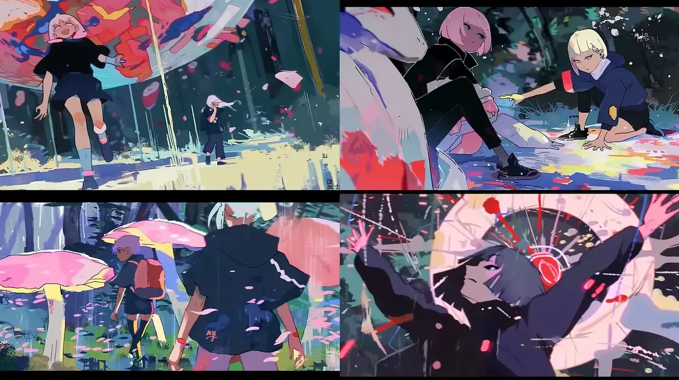 Vibrant and Whimsical Digital Illustrations with a Playful Aesthetic - Midjourney sref style