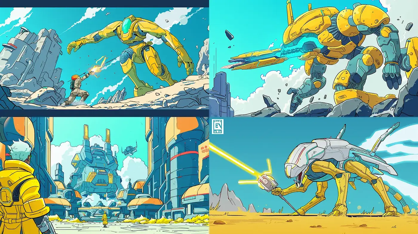 Futuristic Sci-Fi Illustrations with a Vibrant Color Palette - Midjourney sref style