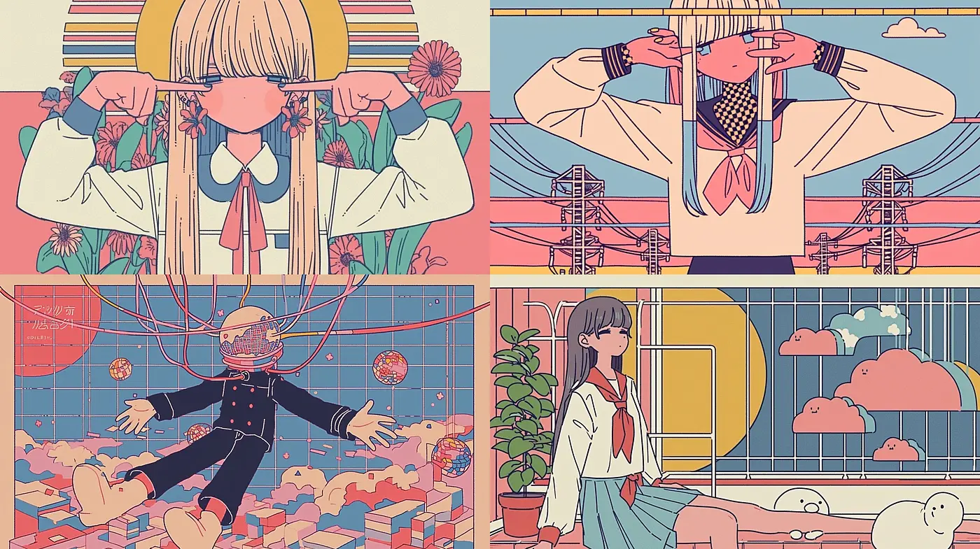 Retro Pop Art Fusion with Contemporary Manga Influence - Midjourney sref style