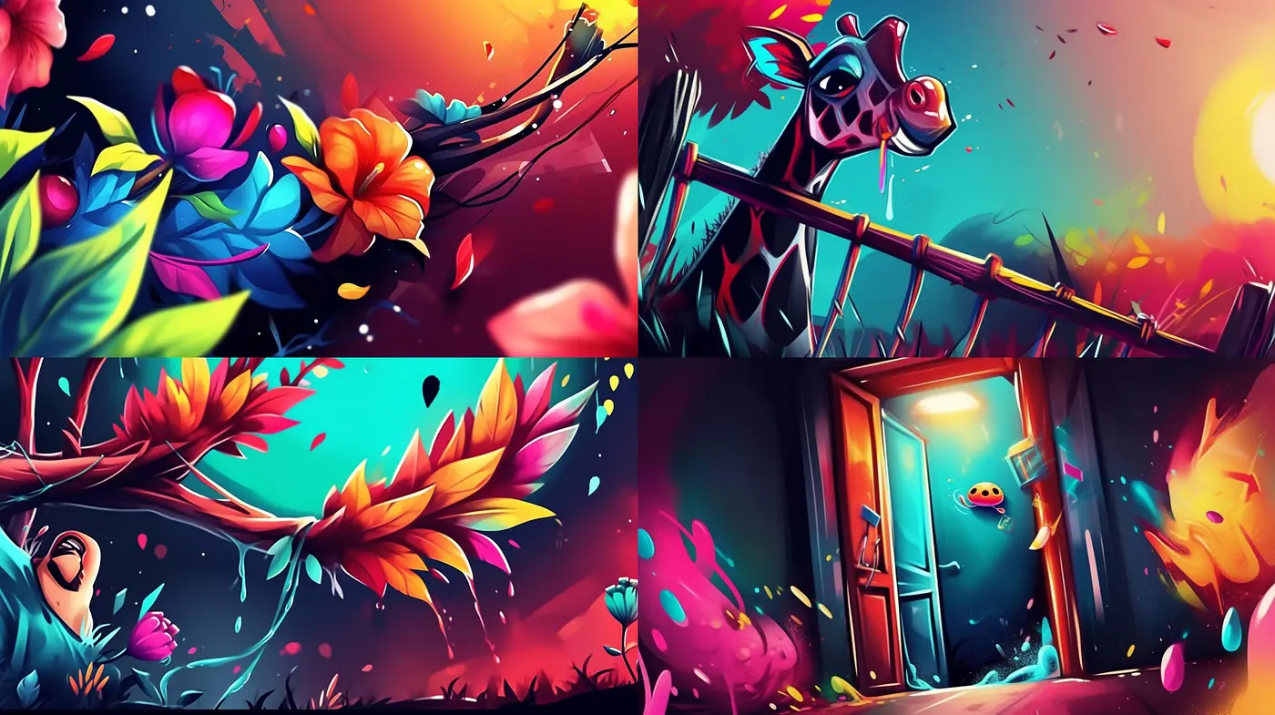 Vibrant Dreamscape Fusion: A Synthesis of Surrealism and Contemporary Digital Art - Midjourney sref style