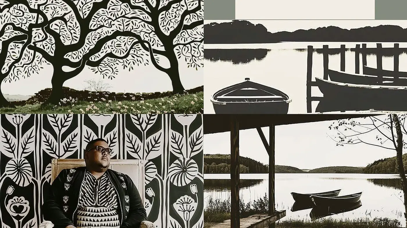 Harmonious Fusion of Nature and Patterns with a Modern Touch - Midjourney sref style