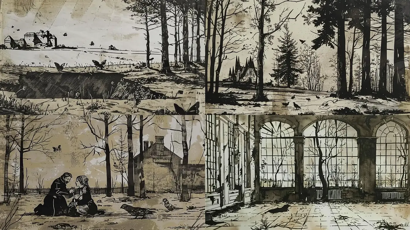 Monochrome Etching Aesthetic with Nostalgic Essence - Midjourney sref style
