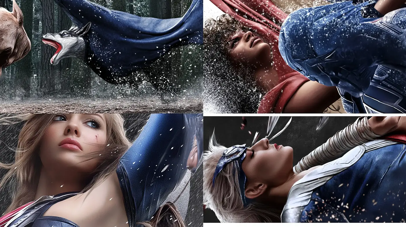 Dynamic Cinematic Portraiture with Hyper-Realistic Elements - Midjourney sref style