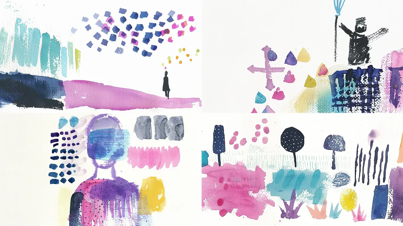 Whimsical Abstract Expression Through Dappled Watercolor - Midjourney sref style
