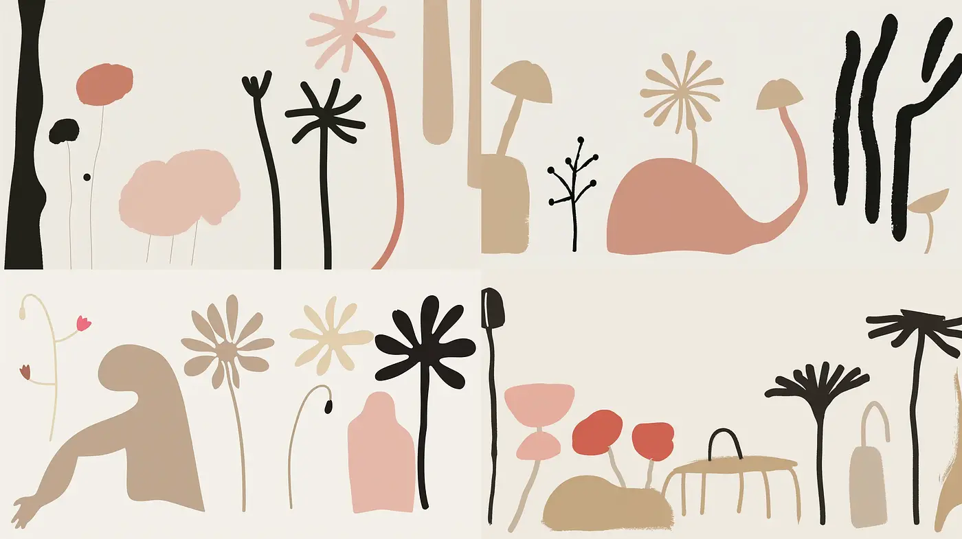 Minimalist Botanical Abstraction with a Mid-Century Modern Influence - Midjourney sref style