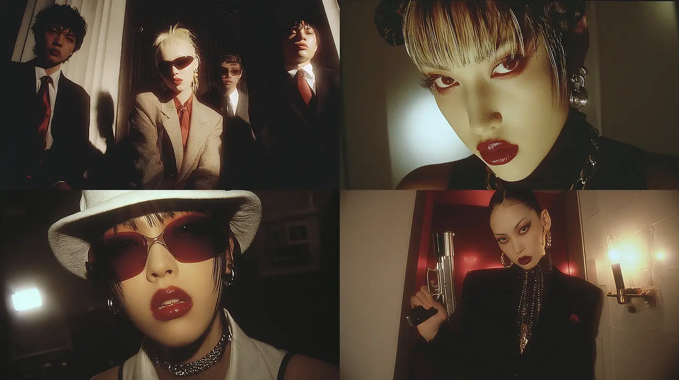 Stylized Cinematic Noir with Edgy Fashion Elements - Midjourney sref style