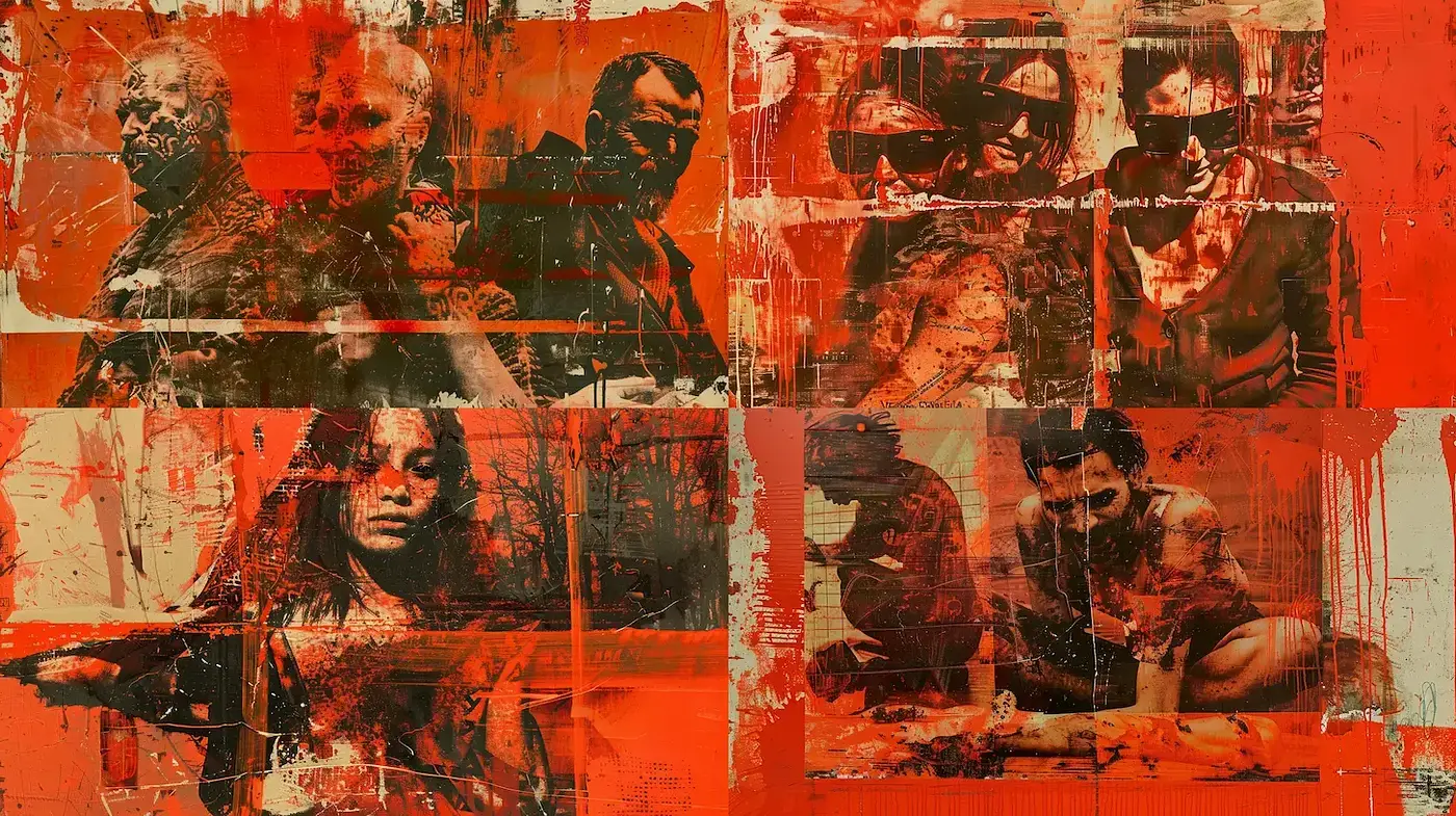 Dynamic and Gritty Mixed Media Style with Strong Emotional Undertones - Midjourney sref style