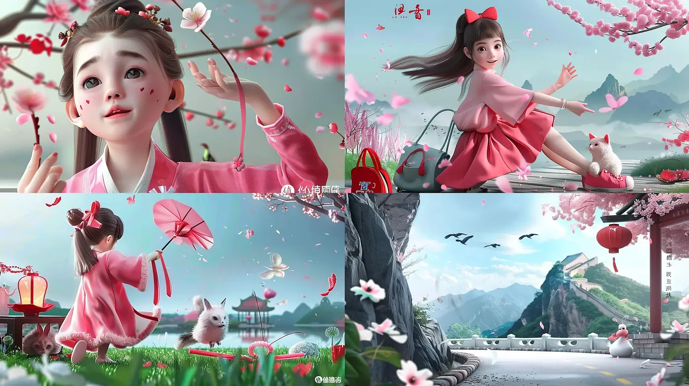 Whimsical Cherry Blossom Euphoria with a Touch of Anime Innocence - Midjourney sref style