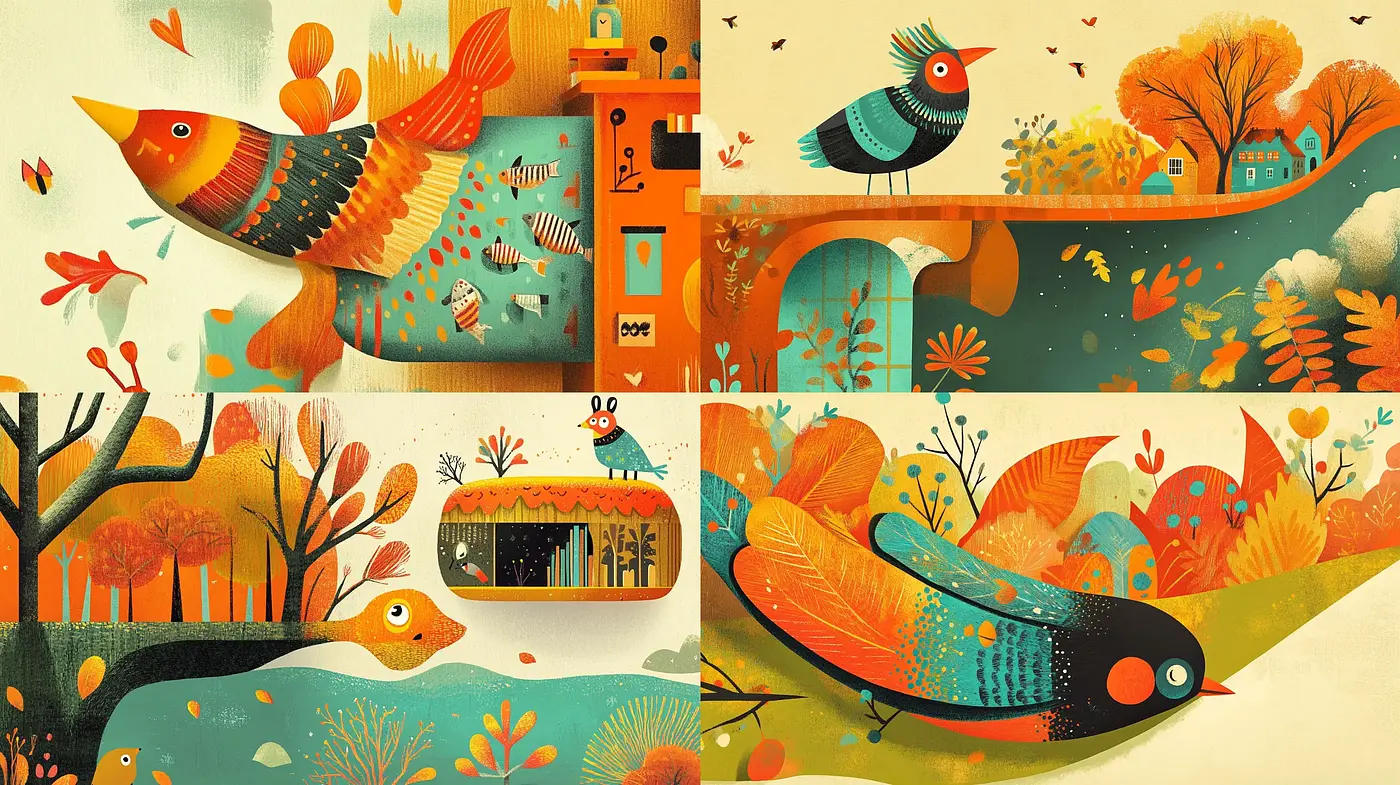 Autumnal Whimsy: A Fusion of Nature and Fantasy in Warm Tones and Textures - Midjourney sref style