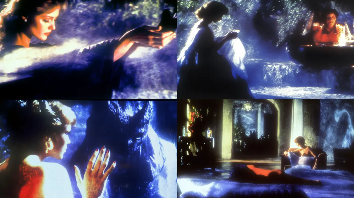 Spectral Hues and Textured Memories: A Cinematic Vintage Mosaic - Midjourney sref style