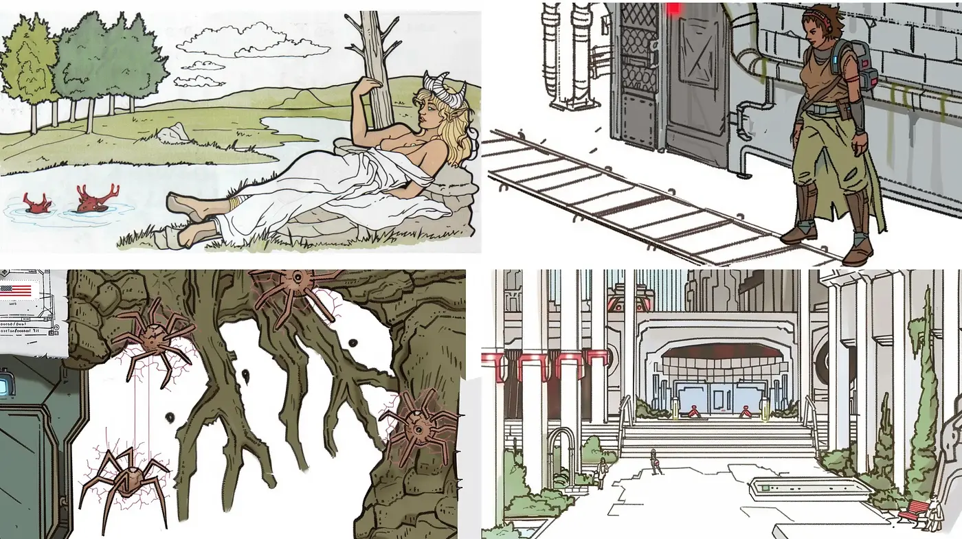 Cross-Genre Comic-Inspired Illustrative Fusion - Midjourney sref style