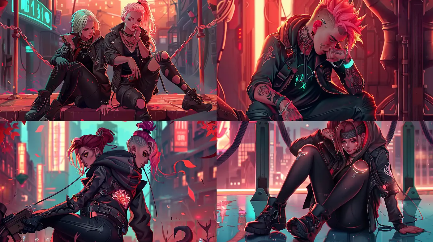 Cyberpunk Serenade: A Fusion of Neon and Contemporary Digital Artistry - Midjourney sref style