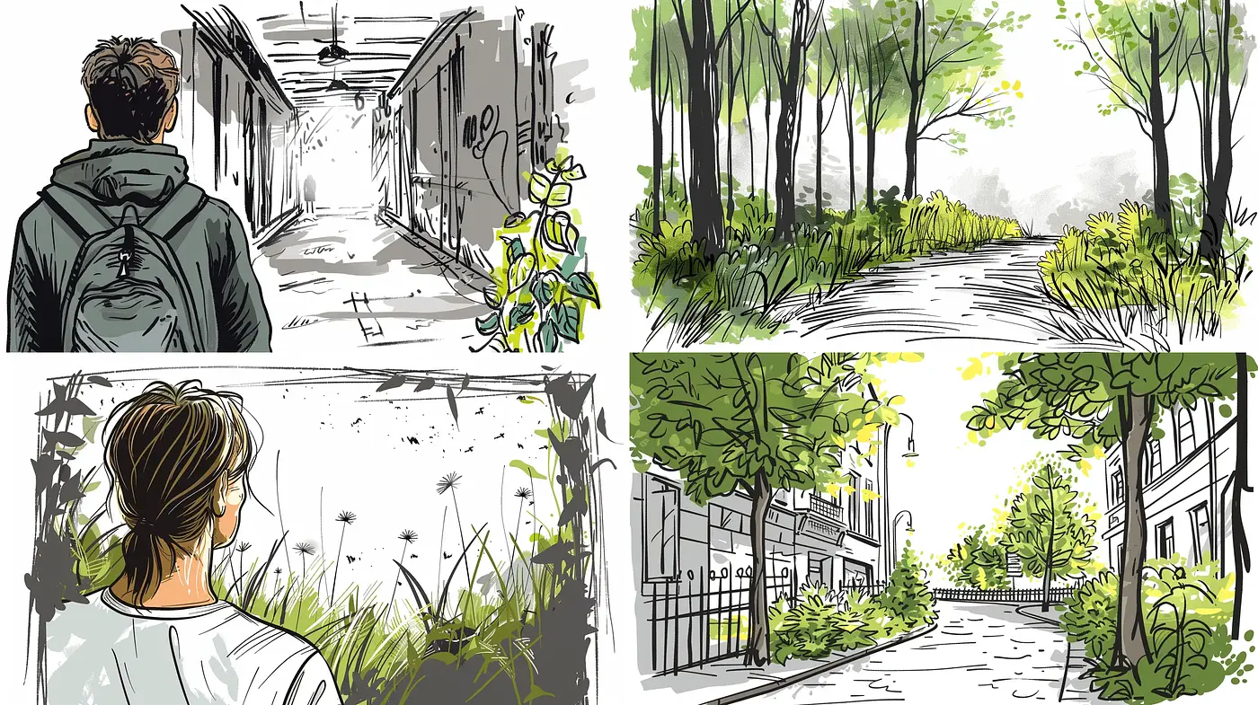 Sketchbook Journey in Harmonized Hues - Midjourney sref style