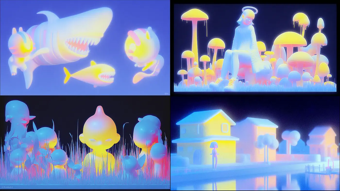 Surreal Dreamlike Vivid Whimsy in Pastel Hues - Midjourney sref style
