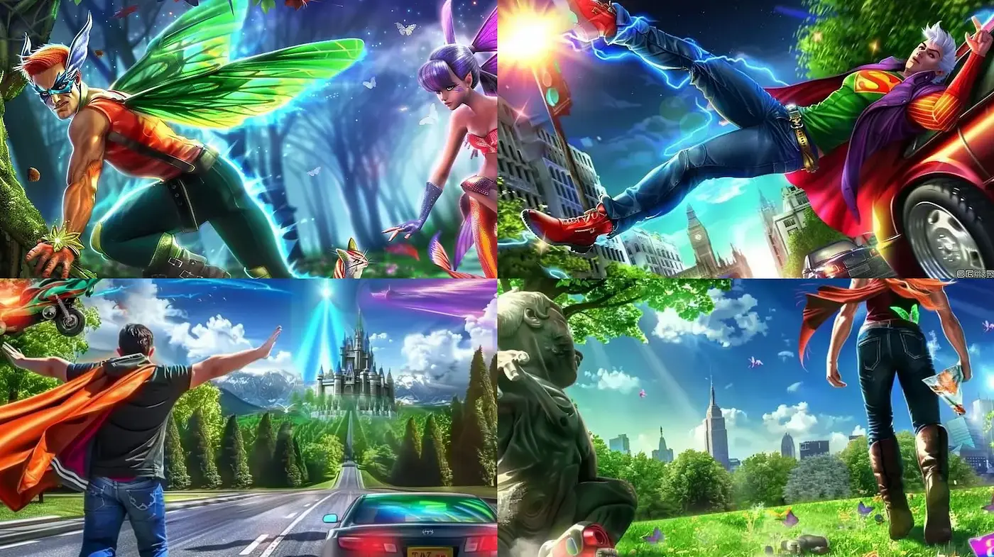 Vibrant and Fantastical Superhero Aesthetic with Whimsical Elements - Midjourney sref style