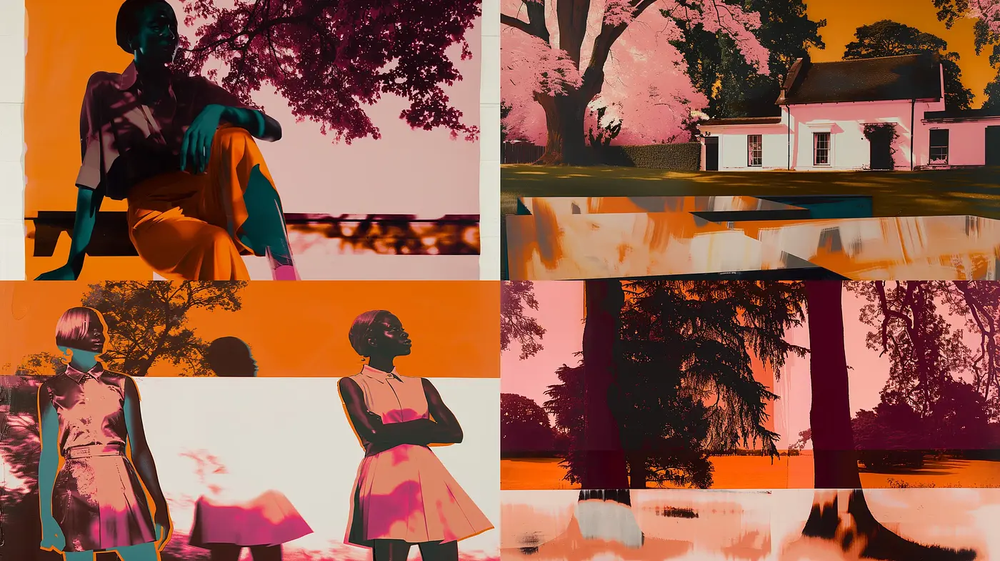 Sunset Silhouettes and Surreal Landscapes: A Vivid Interplay of Colors and Textures - Midjourney sref style