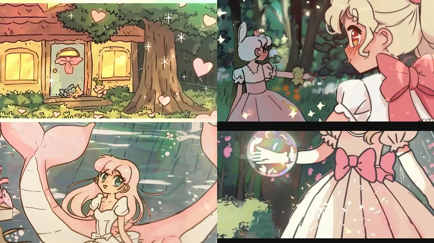 Enchanted Pastel Dreamscape: A Blend of Soft Hues and Magical Anime Essence - Midjourney sref style