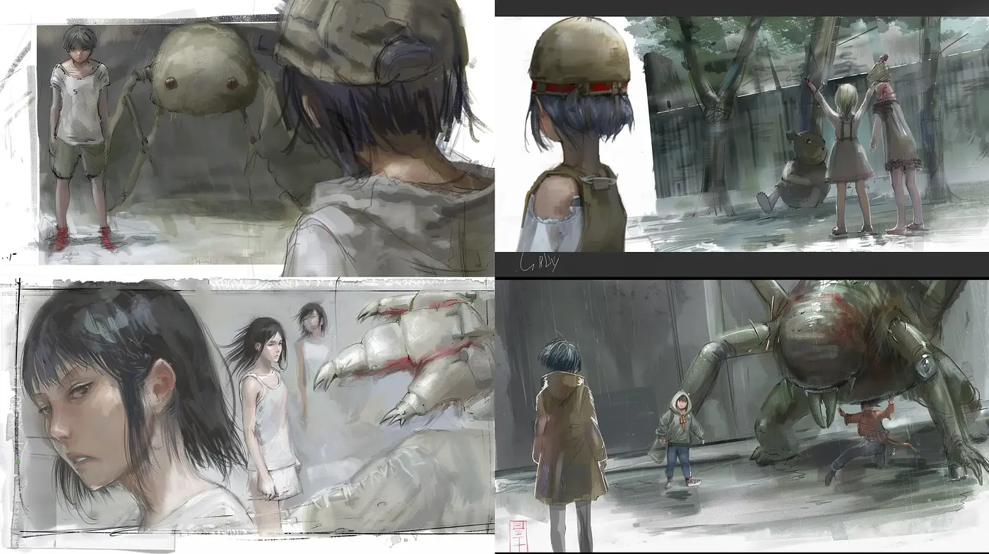 Ephemeral Brushstrokes of Melancholic Dystopia - Midjourney sref style