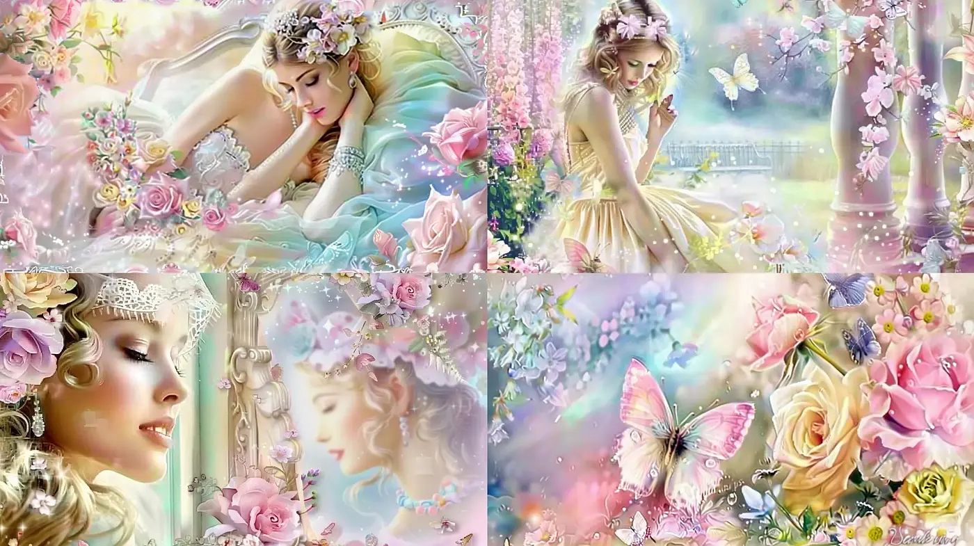 Ethereal Springtime Fantasy with Soft Pastel Hues - Midjourney sref style