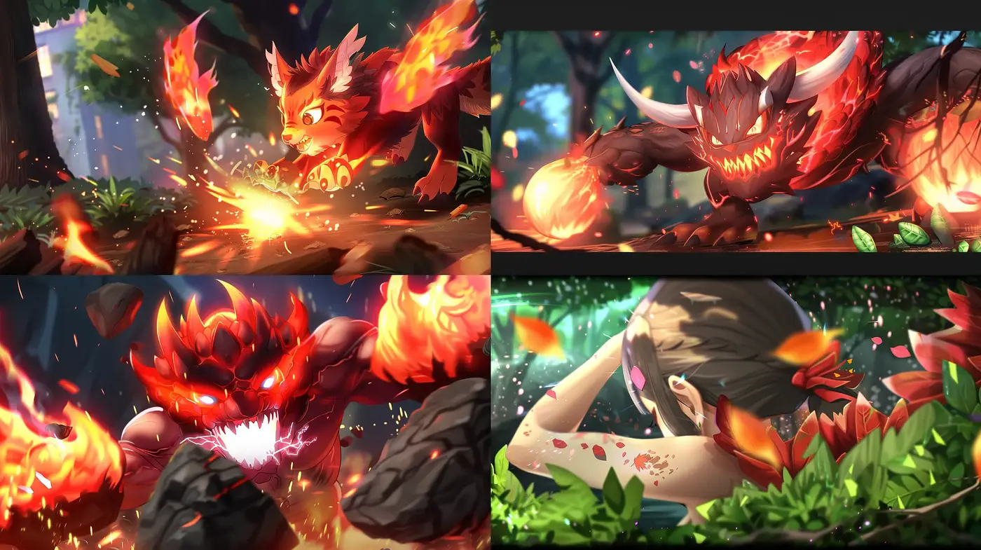 Dynamic Blaze of Fantasy: A Vivid and Explosive Artistic Expression - Midjourney sref style