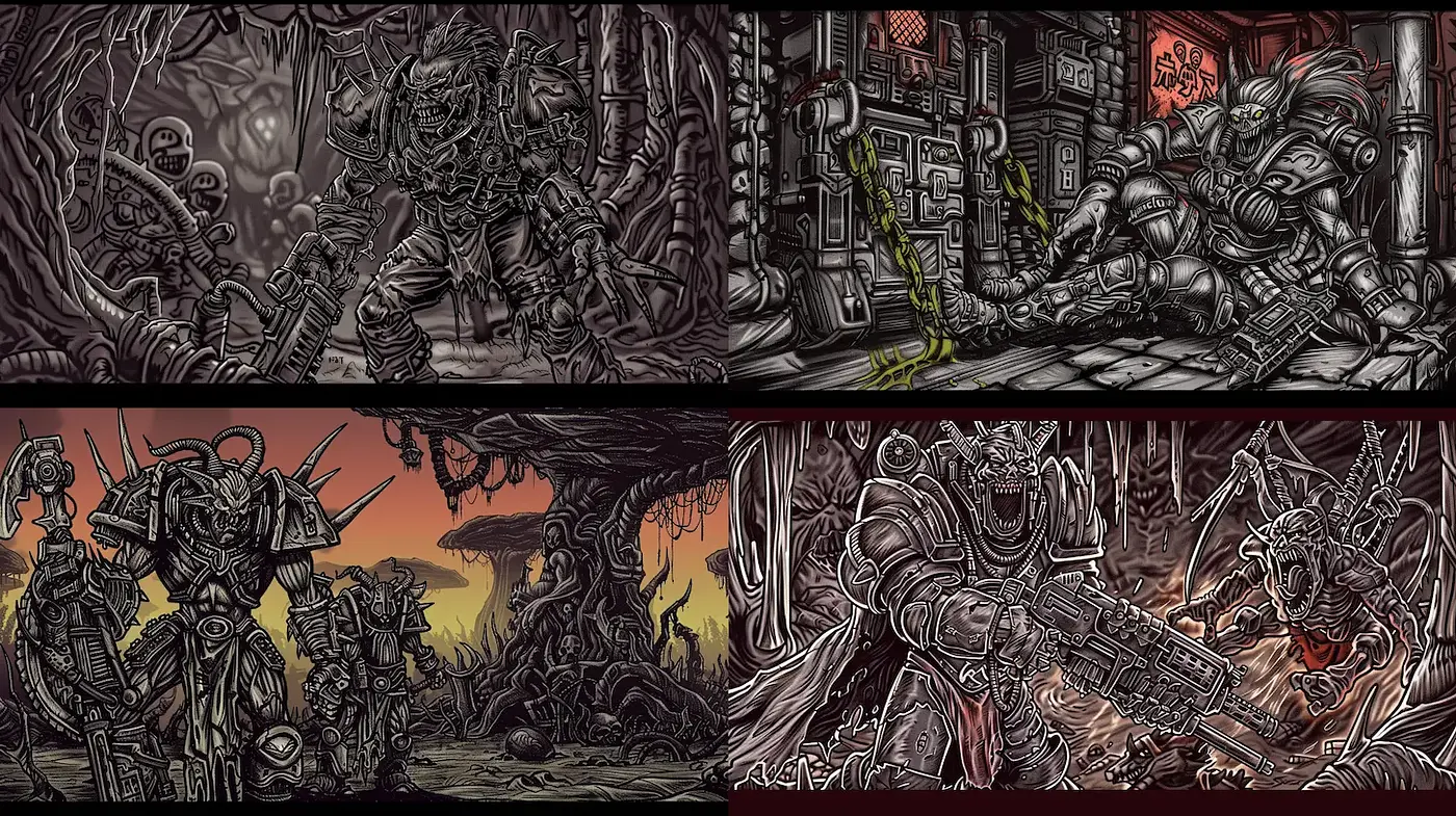 Futuristic Cybernetic Illustrations with a Dark Narrative - Midjourney sref style