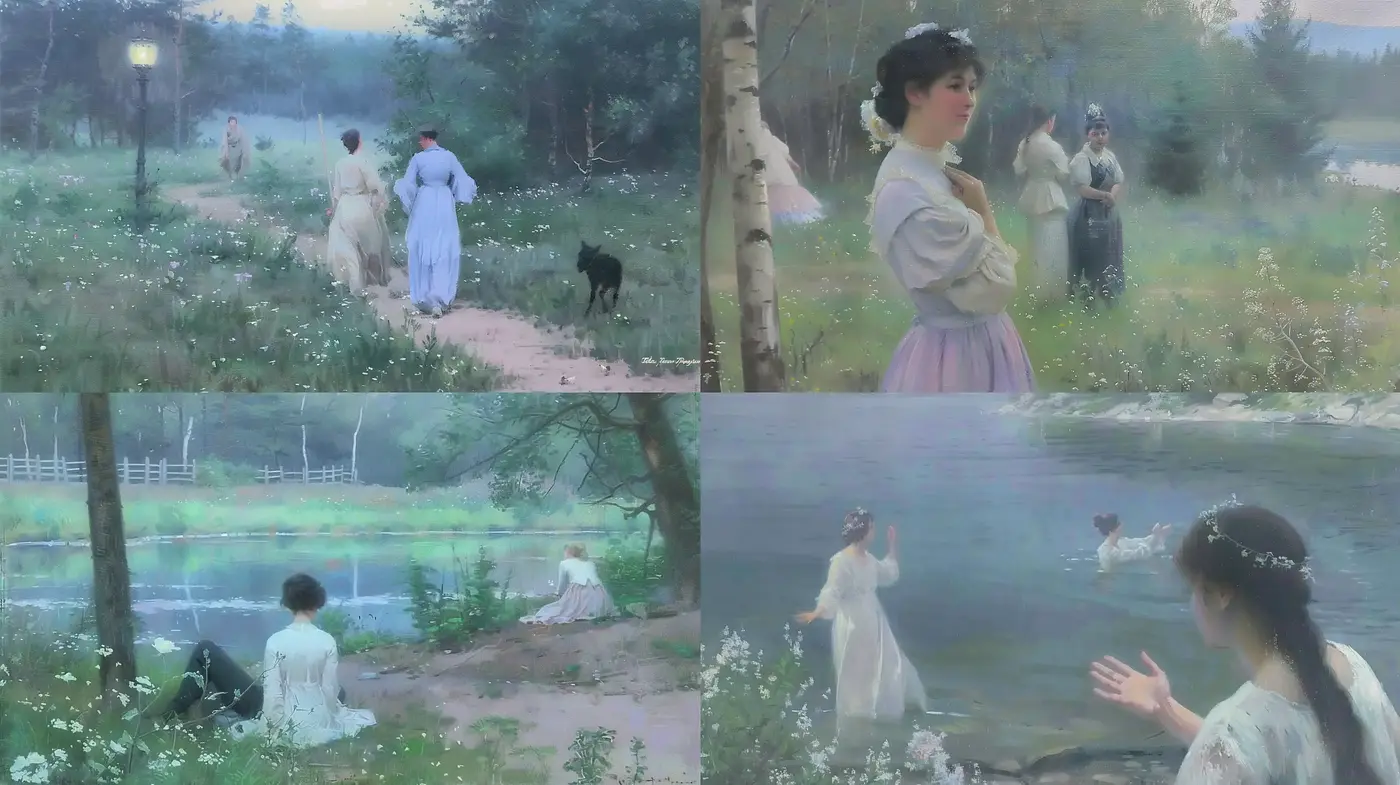 Whispering Meadows: A Pastoral Impressionist Dream - Midjourney sref style