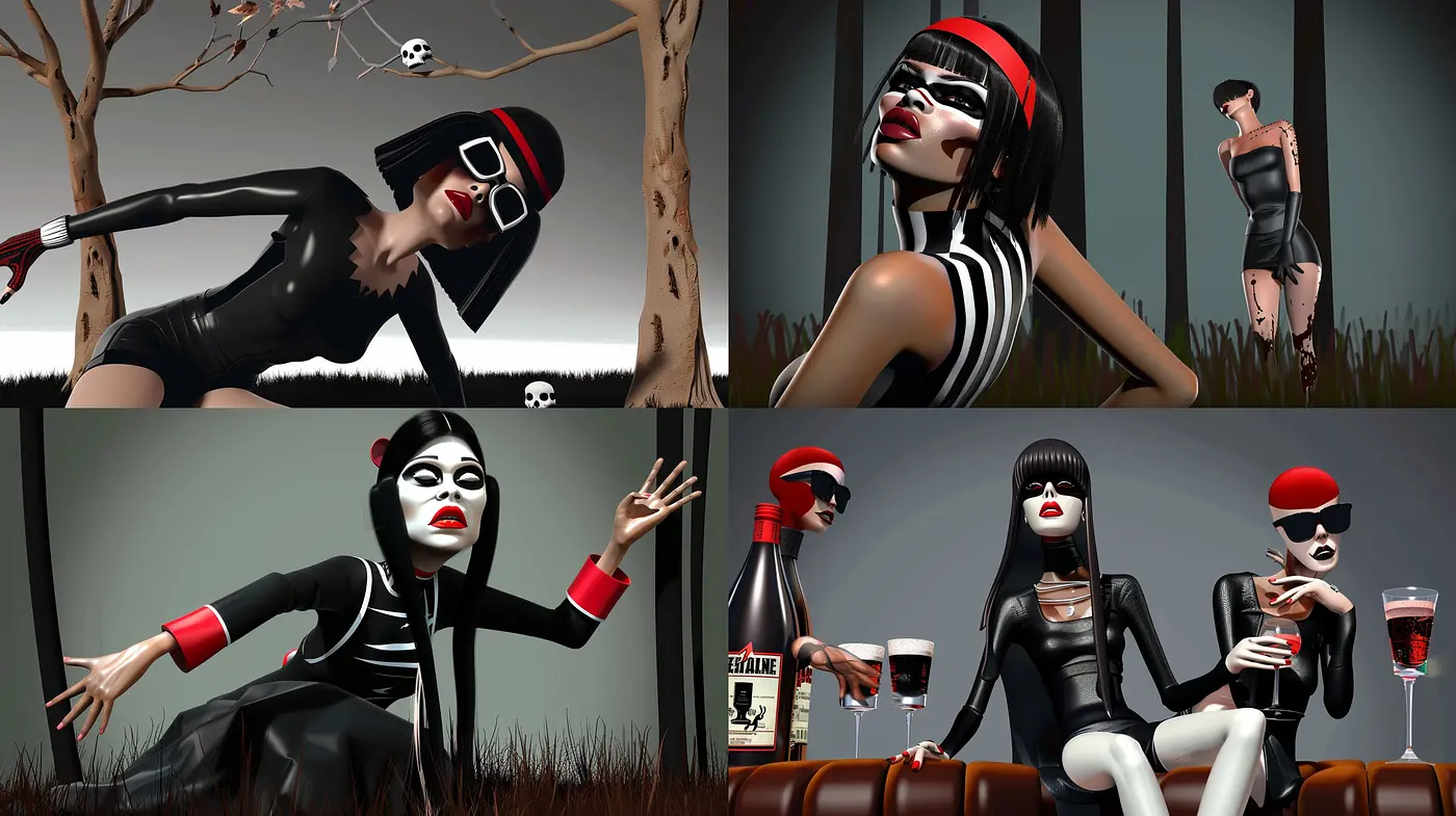 Stylized Gothic Elegance with a Surrealist Touch - Midjourney sref style