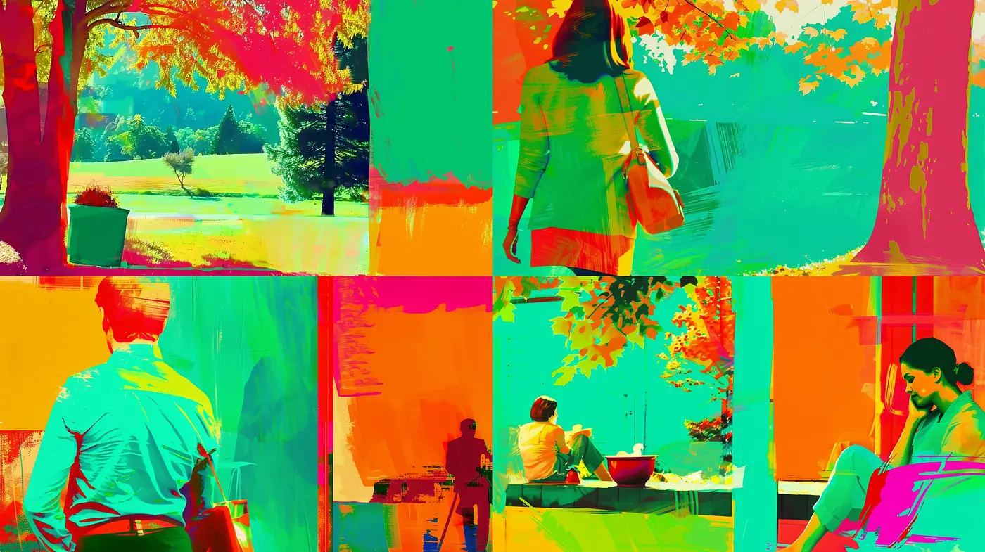 Saturated Dreamscape: A Vibrant Juxtaposition of Reality and Fantasy - Midjourney sref style